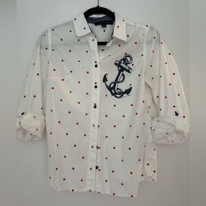 Tommy Hilfiger White and Red Button Down Shirt